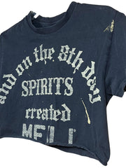 Load image into Gallery viewer, Hand-Cropped Distressed Meili Spirits Tee – Crackle Ink, Size S