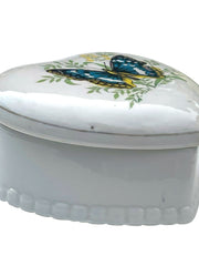 Load image into Gallery viewer, Vintage Made in Taiwan Butterfly Heart Trinket Box Porcelain 3"