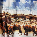 Load image into Gallery viewer, 🐂 Roper Western Cattle Print Pearl Snap Shirt – Blue – Size L
