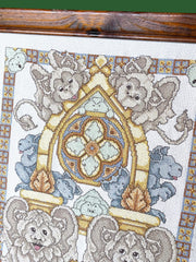 Load image into Gallery viewer, 1999 Handmade Gargoyles Cross Stitch Framed Gothic Fantasy Needlework Art