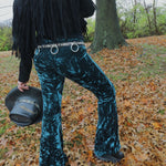 Load image into Gallery viewer, Emerald Crushed Velvet Flare Pants - Lisa Lassi
