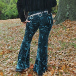 Load image into Gallery viewer, Emerald Crushed Velvet Flare Pants - Lisa Lassi
