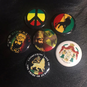 6 Pack Rastafarian Badge Button Set