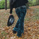 Load image into Gallery viewer, Emerald Crushed Velvet Flare Pants - Lisa Lassi
