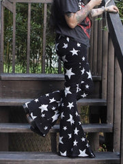 Load image into Gallery viewer, Black n White Stars Bell Bottom Jeans
