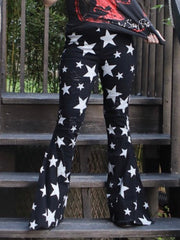 Load image into Gallery viewer, Black n White Stars Bell Bottom Jeans

