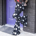 Load image into Gallery viewer, Black n White Stars Bell Bottom Jeans

