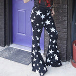 Load image into Gallery viewer, Black n White Stars Bell Bottom Jeans
