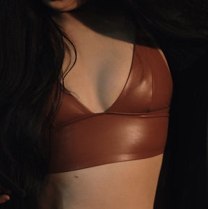 Brown Faux Leather Bralette