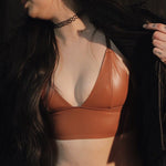 Load image into Gallery viewer, Brown Faux Leather Bralette
