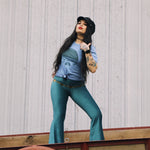 Load image into Gallery viewer, Corduroy Turqouise Flare Pants
