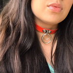 Load image into Gallery viewer, Double Ring Choker - Red - Lisa Lassi
