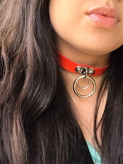 Load image into Gallery viewer, Double Ring Choker - Red - Lisa Lassi
