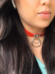 Load image into Gallery viewer, Double Ring Choker - Red - Lisa Lassi
