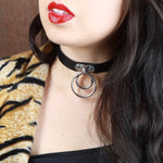 Load image into Gallery viewer, Double Ring Choker - Black - Lisa Lassi
