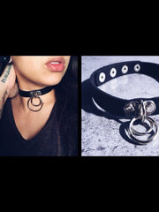 Load image into Gallery viewer, Double Ring Choker - Black - Lisa Lassi
