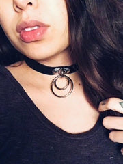 Load image into Gallery viewer, Double Ring Choker - Black - Lisa Lassi

