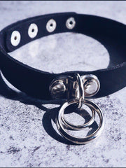 Load image into Gallery viewer, Double Ring Choker - Black - Lisa Lassi
