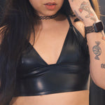 Load image into Gallery viewer, Black Faux Leather Bralette

