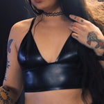 Load image into Gallery viewer, Black Faux Leather Bralette
