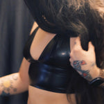 Load image into Gallery viewer, Black Faux Leather Bralette
