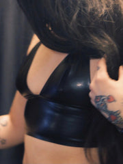 Load image into Gallery viewer, Black Faux Leather Bralette
