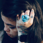 Load image into Gallery viewer, Giant Chunk Turquoise Adjustable Ring
