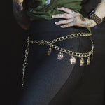 Load image into Gallery viewer, Gold Chain Belt with Sun Dangles
