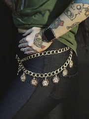 Load image into Gallery viewer, Gold Chain Belt with Sun Dangles
