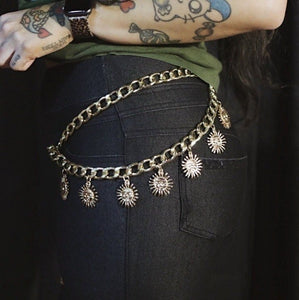 Gold Chain Belt with Sun Dangles
