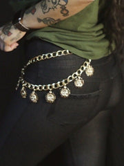 Load image into Gallery viewer, Gold Chain Belt with Sun Dangles
