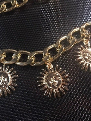 Load image into Gallery viewer, Gold Chain Belt with Sun Dangles
