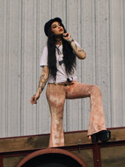 Load image into Gallery viewer, Peach Marble Flare Pants
