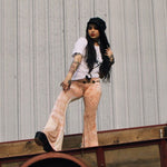 Load image into Gallery viewer, Peach Marble Flare Pants
