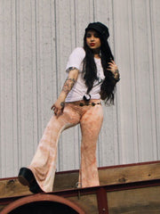 Load image into Gallery viewer, Peach Marble Flare Pants
