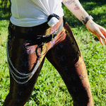 Load image into Gallery viewer, Pleather Belt with tri-chain detail
