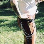 Load image into Gallery viewer, Pleather Belt with tri-chain detail
