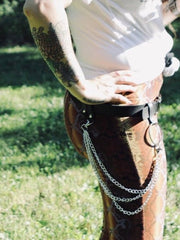 Load image into Gallery viewer, Pleather Belt with tri-chain detail
