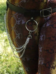 Load image into Gallery viewer, Pleather Belt with tri-chain detail
