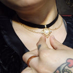 Load image into Gallery viewer, Regal Heart and Gold Chains Choker - Lisa Lassi
