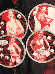 Load image into Gallery viewer, Rockabilly Pin-Up Girls Coasters Set - Lisa Lassi
