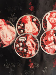 Load image into Gallery viewer, Rockabilly Pin-Up Girls Coasters Set - Lisa Lassi

