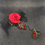 Load image into Gallery viewer, Rose And Lace Bracelet Ring Combo - Lisa Lassi
