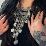 Load image into Gallery viewer, Silver Chain and Coin Statement Necklace
