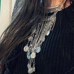 Load image into Gallery viewer, Silver Chain and Coin Statement Necklace
