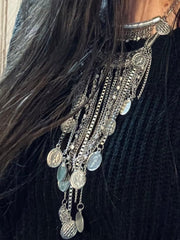 Load image into Gallery viewer, Silver Chain and Coin Statement Necklace
