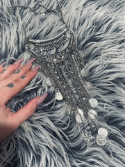 Load image into Gallery viewer, Silver Chain and Coin Statement Necklace
