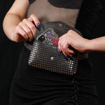 Load image into Gallery viewer, Studded Pleather Snap Pouch With Belt - Lisa Lassi
