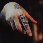 Load image into Gallery viewer, Three Stone Turquoise Adjustable Ring
