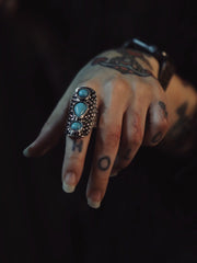 Load image into Gallery viewer, Three Stone Turquoise Adjustable Ring
